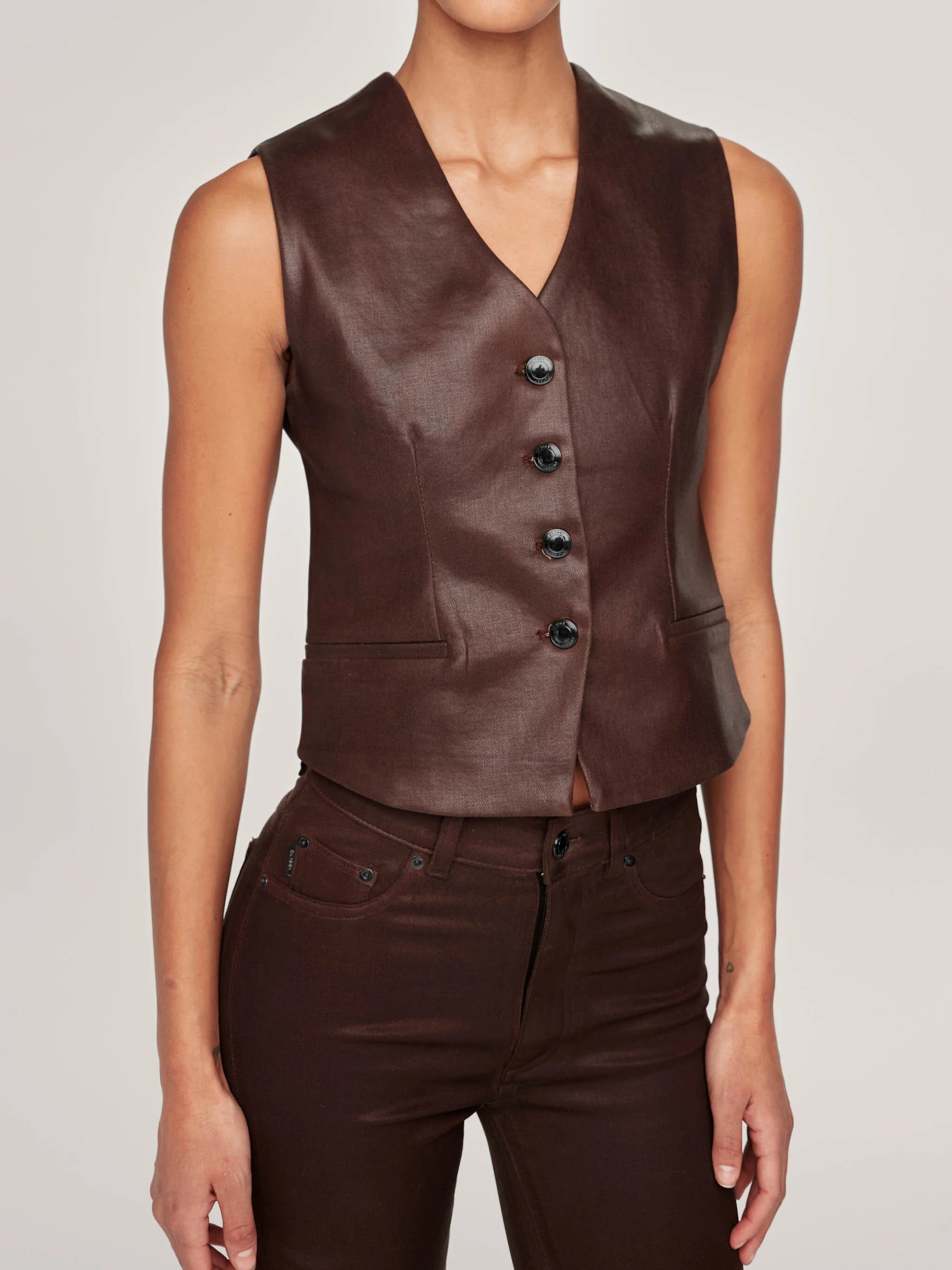 Walnut Coated Tailored Vest