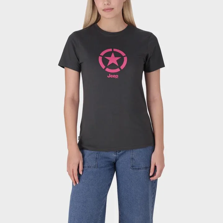 Jeep Womens Iconic Star Short Sleeve Tee Charcoal