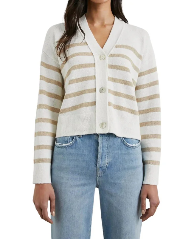 Price Slash Geneva Cardigan In Sand Stripe