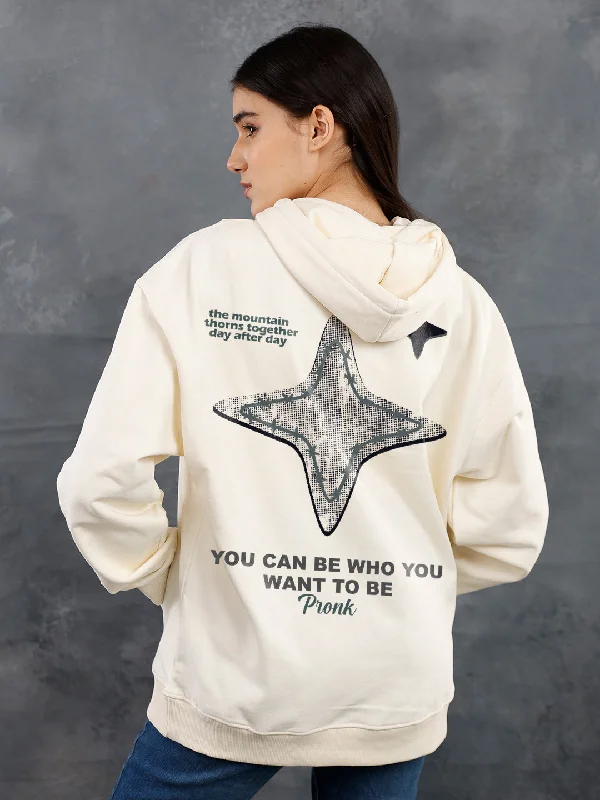 Mountain Star Women Drop Shoulder Premium Terry Hoodie