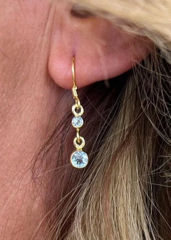 Gold Plated Solid Silver Blue Topaz Drop Earrings