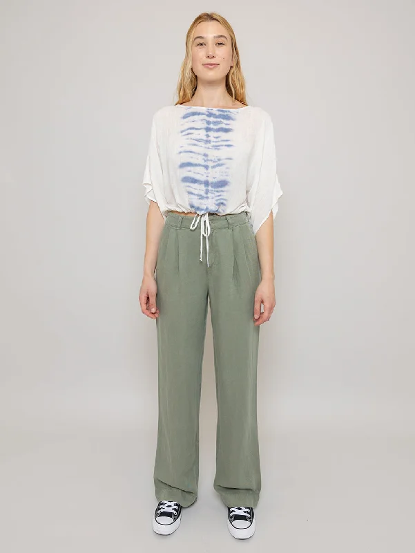 Greta Pleated Wide Pant - Army