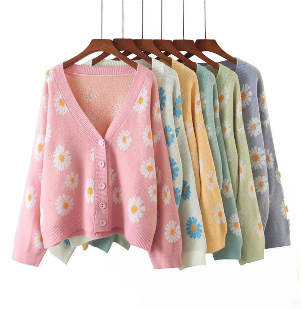 Little Daisy V-Neck Oversize Cardigan