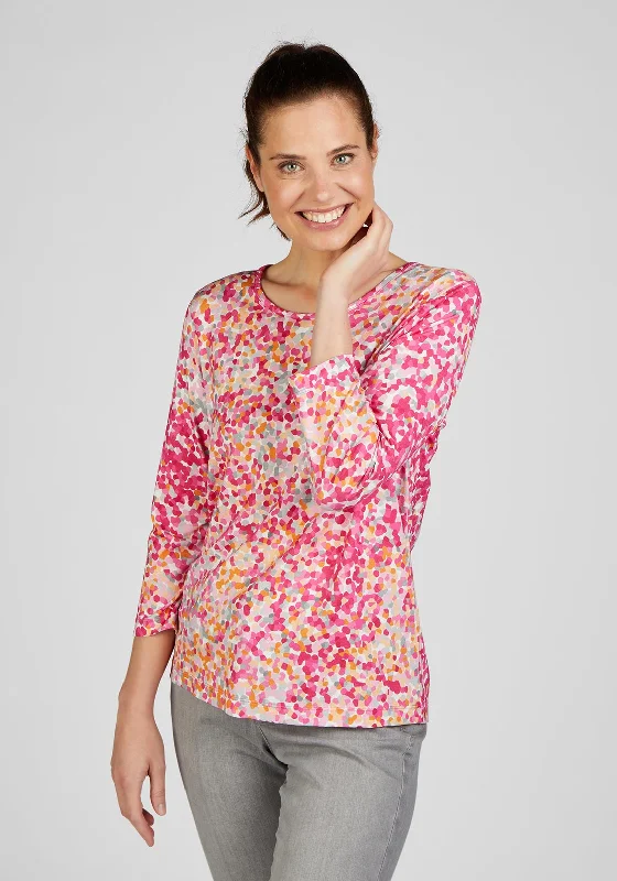 Rabe Round Neck Print Top, Pink