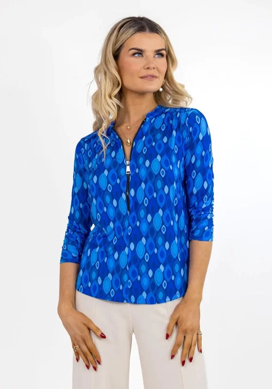 Kate & Pippa Printed Zip Top, Royal Blue