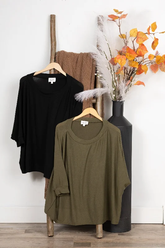 Dolman 3/4 Sleeve Knit Top