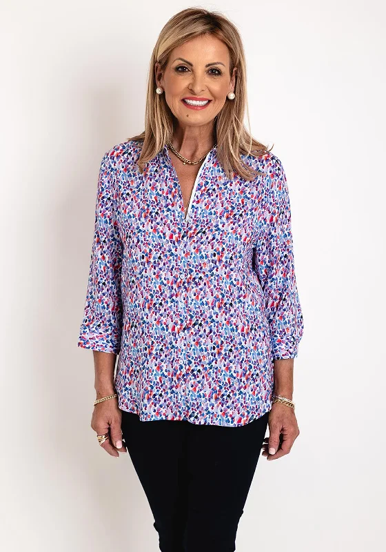 Erfo Lightweight Spot Print Blouse, Blue Multi