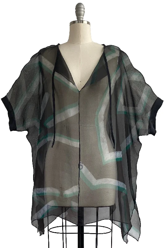 Jo Top Silk Organza w/ Shibori Itajime Dye - Black & Blue