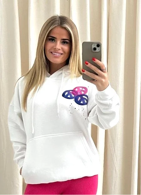 Peace & Love Graffiti Hoodie White