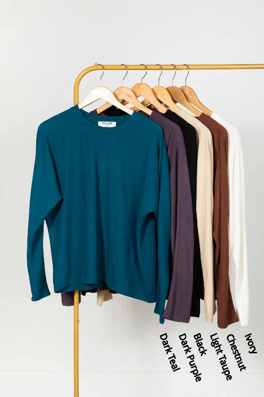 Seam Front Long Sleeve Knit Top