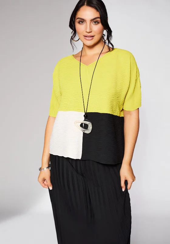 Ora Colour Block Pleated Wave Top, Multi