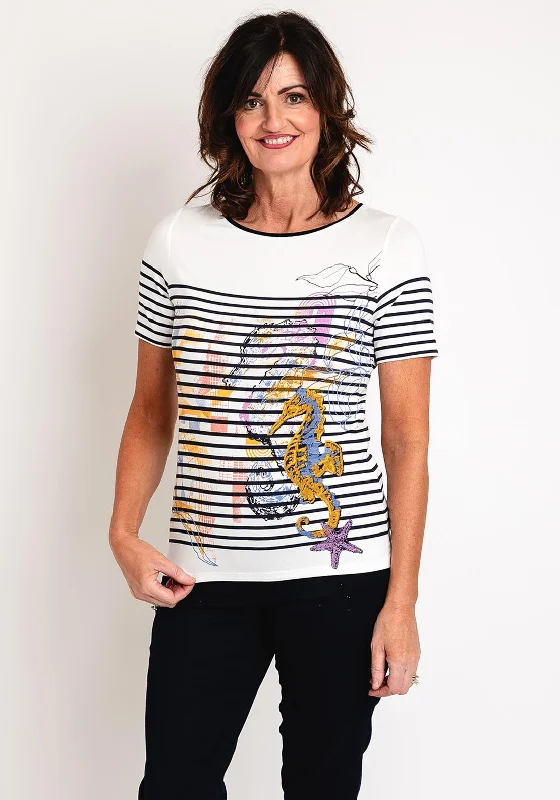 Barbara Lebek Stripe Seahorse Top, White