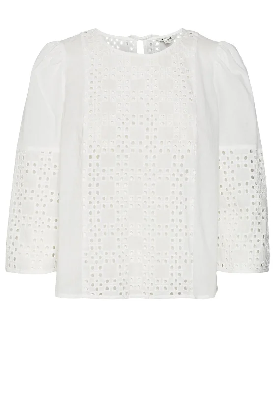 Vero Moda Broderie Cotton Top, Bright White