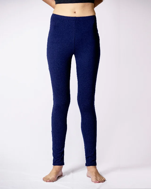 Womens Solid Color Yoga Leggings in Navy