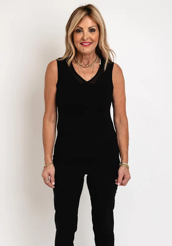 Barbara Lebek Contrast V Neck Vest Top, Black