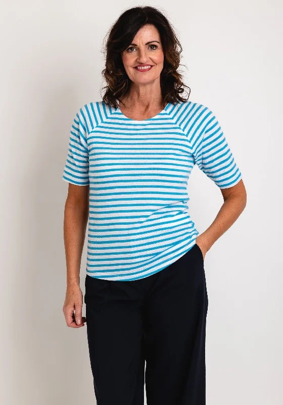 Bianca Striped Jacquard Top, Blue & White