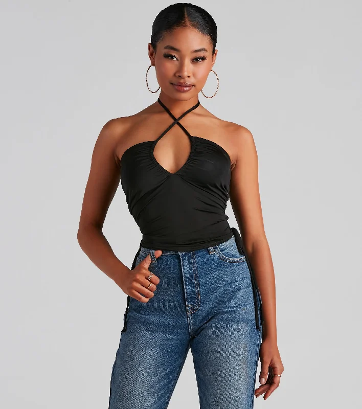 Forever Chic Drawstring Halter Top