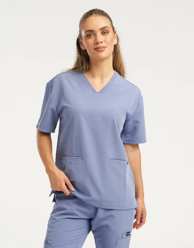 Essential V Neck Scrub Top - Nova Blue