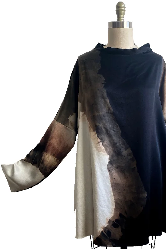 Portia Tunic w/ River Dye - Black & Natural - Small